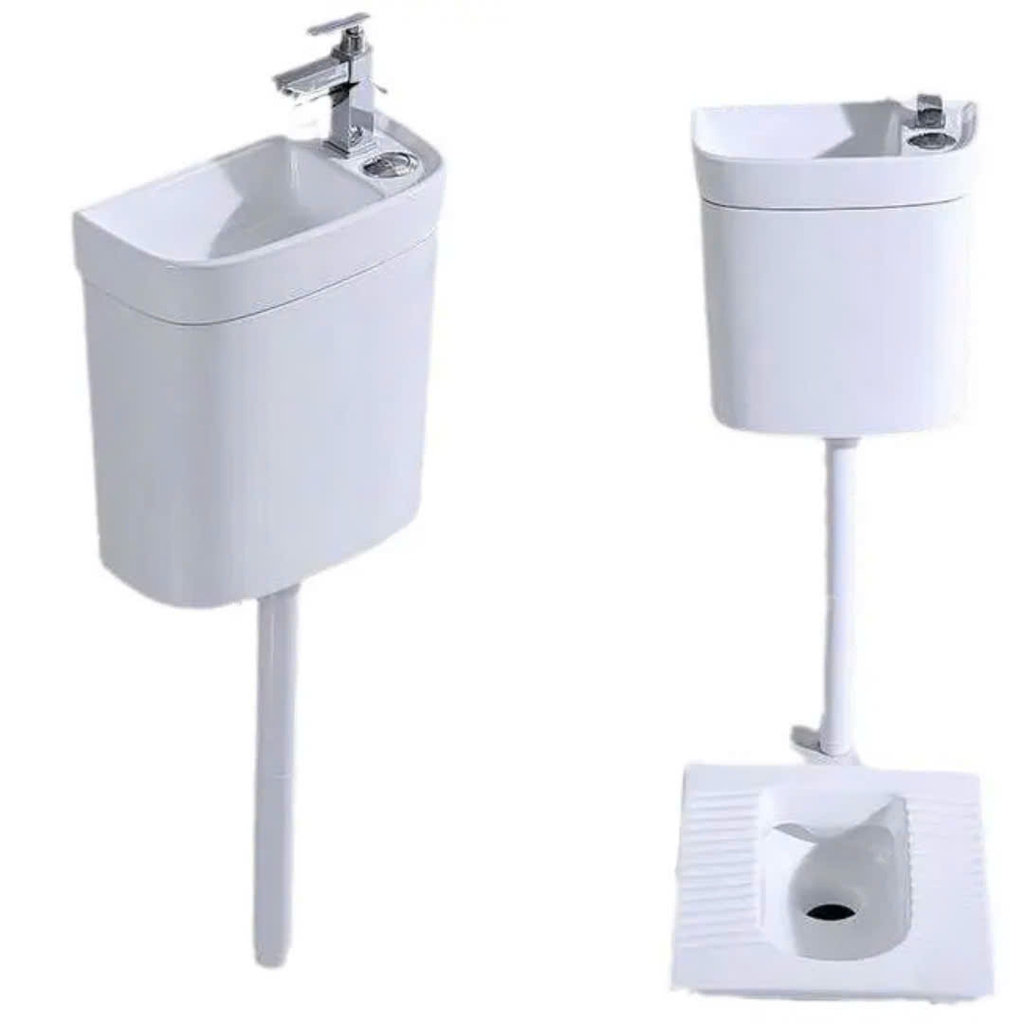 BÀN CẦU XỔM, KÉT NƯỚC TREO KẾT HỢP CHẬU RỬA, BCX-175