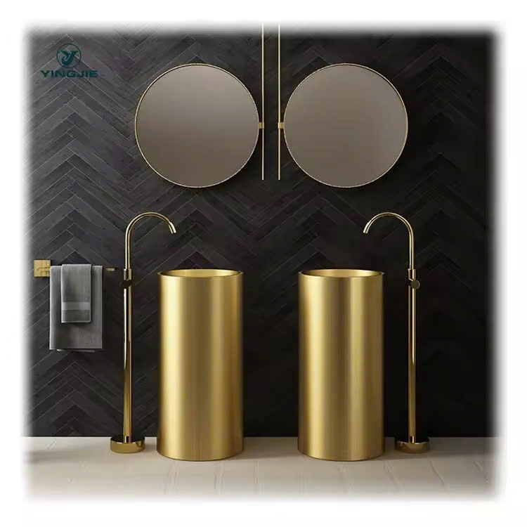 CHẬU LAVABO  CHÂN TRỤ MẠ VÀNG - 1088 CLEANMAX