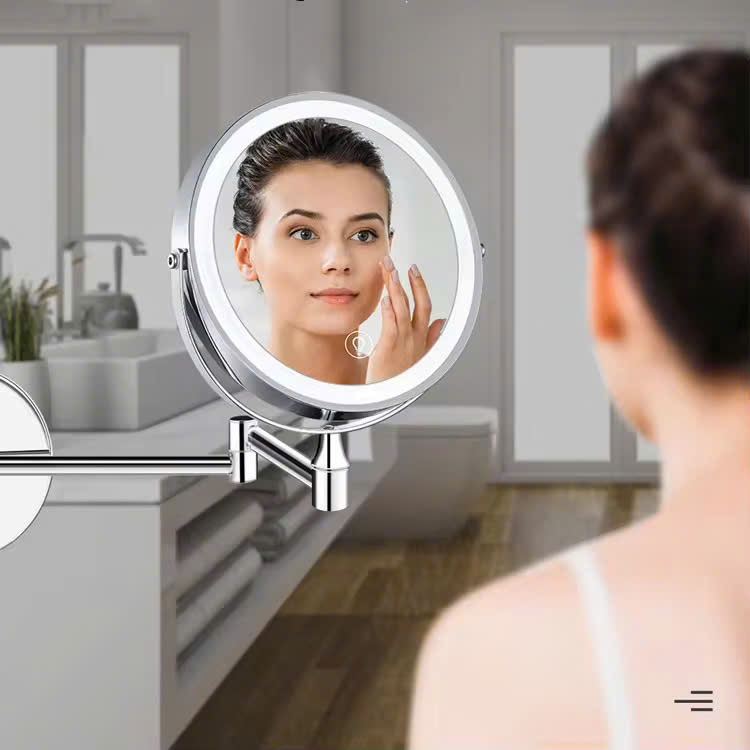 GƯƠNG PHÓNG ĐẠI CÓ ĐÈN LED TREO TƯỜNG MÀU ĐEN - LD260