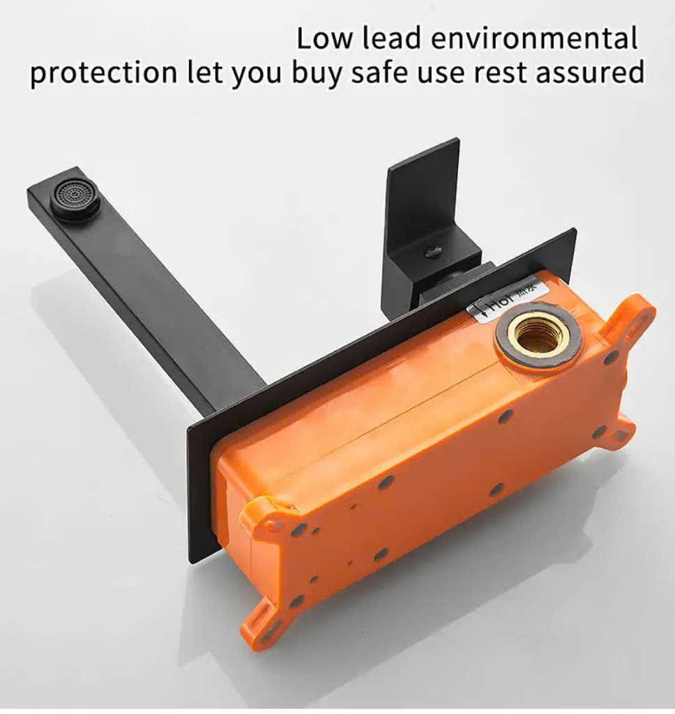 Vòi âm tường hình vuông, màu đen VAT0480