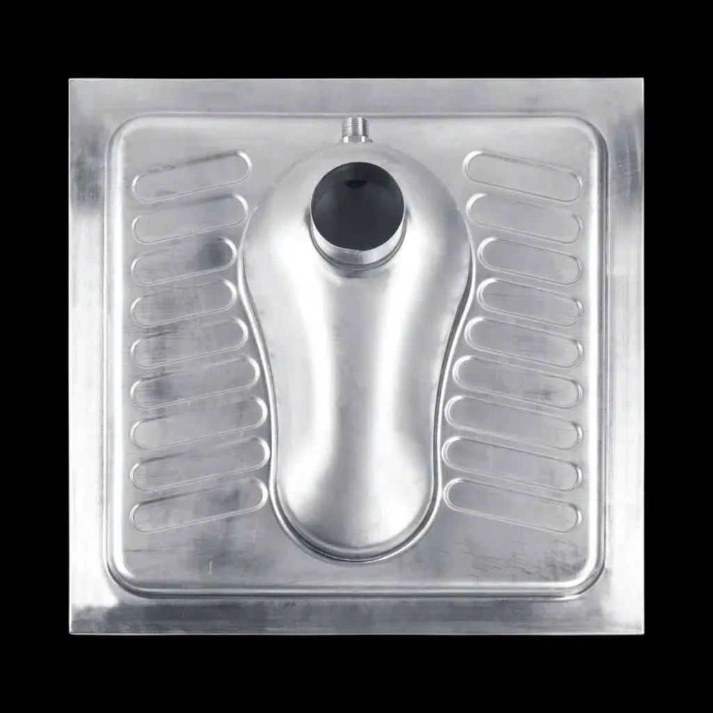 Bàn cầu xổm dùng cho WC công cộng, bệnh viện, trường học, bằng inox - KG205