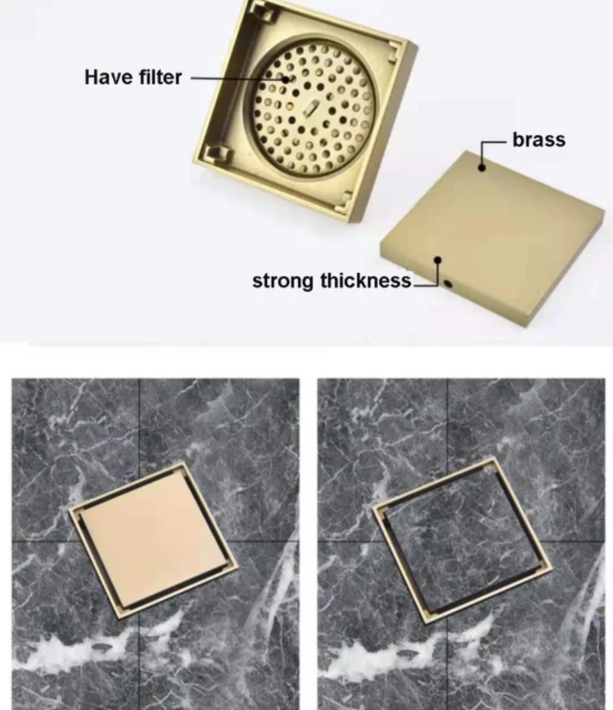 Ga thoát sàn màu đen âm sàn, cắt gạch - GCG10 CLEANMAX