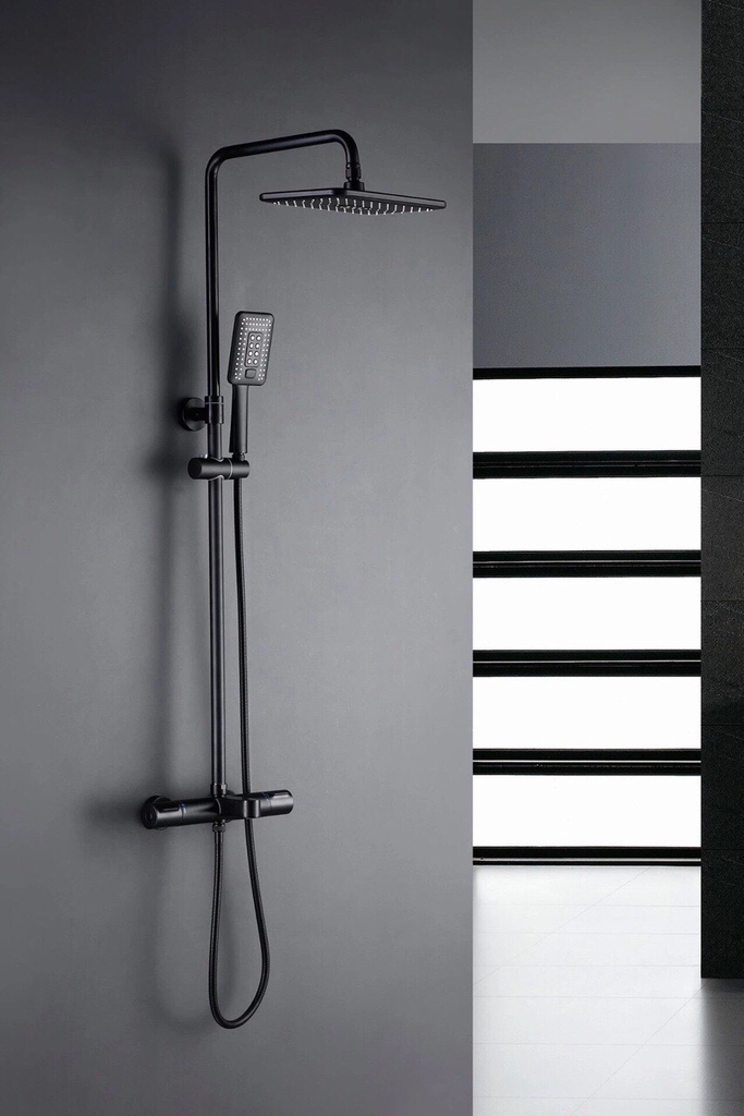 SEN CÂY TẮM ĐỨNG ĐIỀU CHỈNH NHIỆT ĐỘ MÀU ĐEN - S65 CLEANMAX