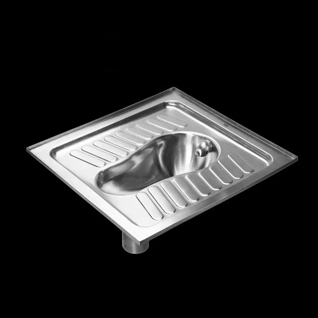Bàn cầu xổm dùng cho WC công cộng, bệnh viện, trường học, bằng inox - KG205