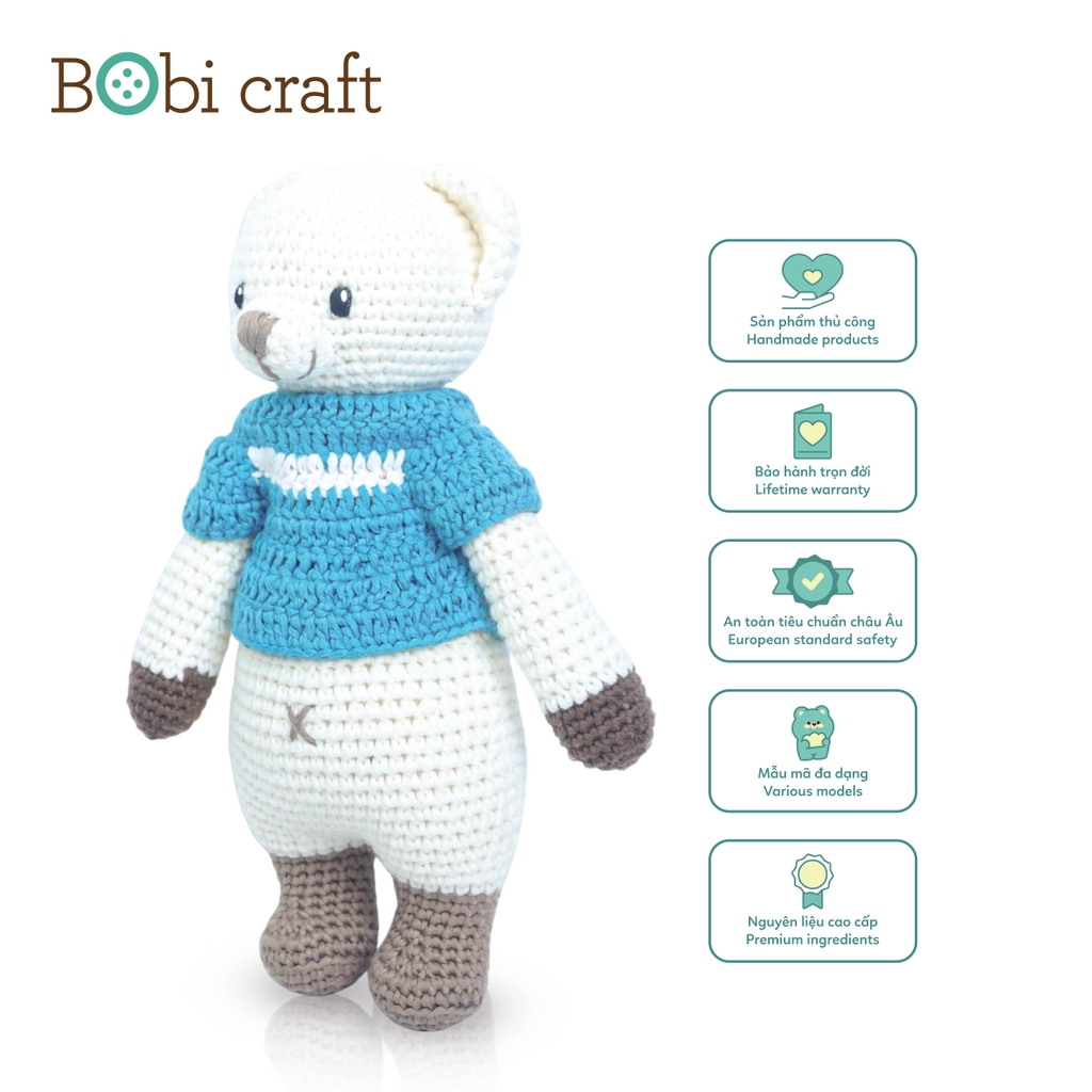 Thú bông len Bobicraft - Gấu Bobbie đứng (M) - Bô màu - Đồ chơi an toàn Quà tặng bé-Nhập ngay mã giảm BOBI60K