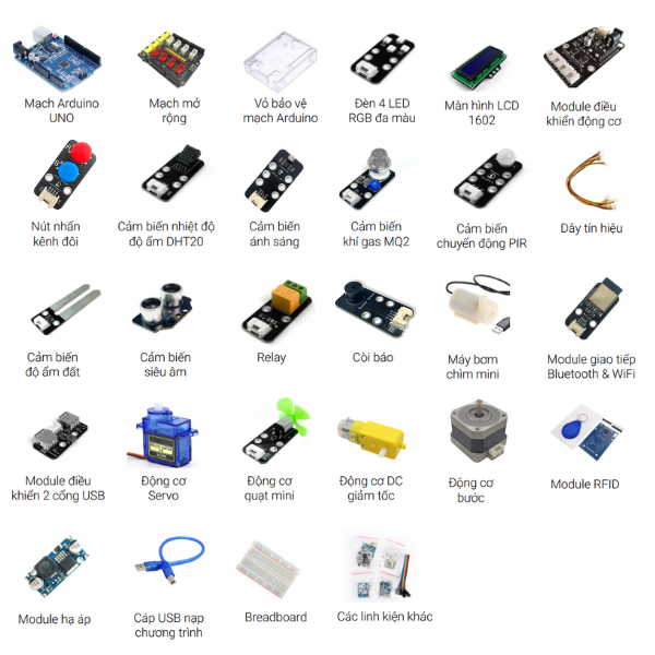 Bộ công cụ học tập STEM với arduino Uno + Mạch mở rộng + Module | Giải ...