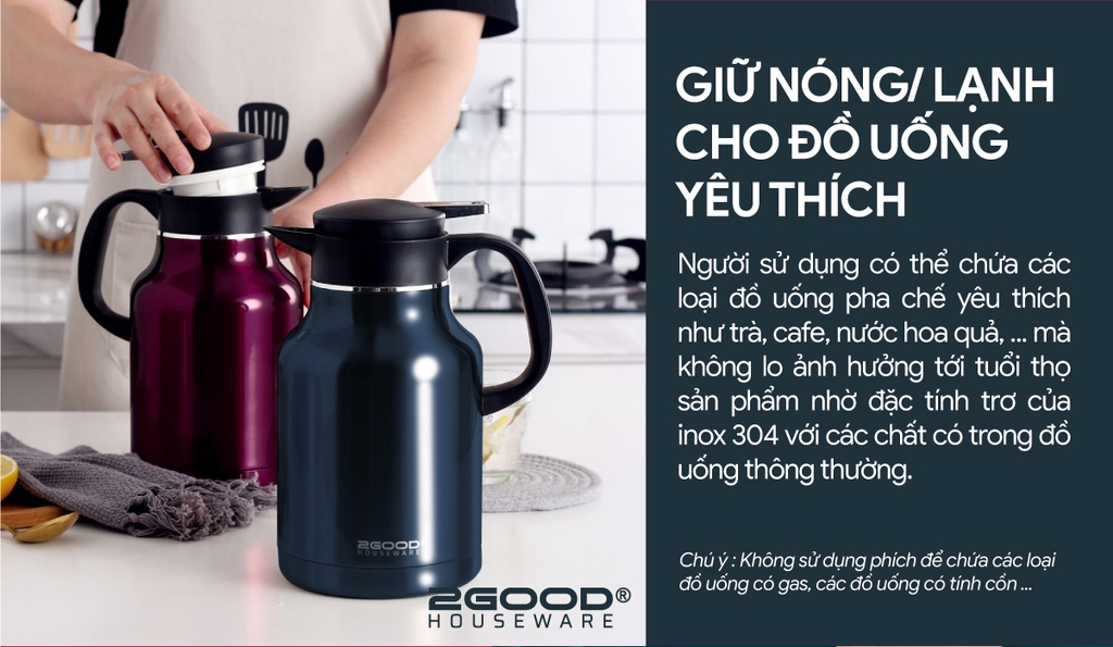 PHÍCH PHA TRÀ GIỮ NHIỆT 2GOOD FLASK B16 (1.8L)