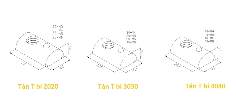 Tán chữ T bi giá rẻ nhôm 2020 3030 4040