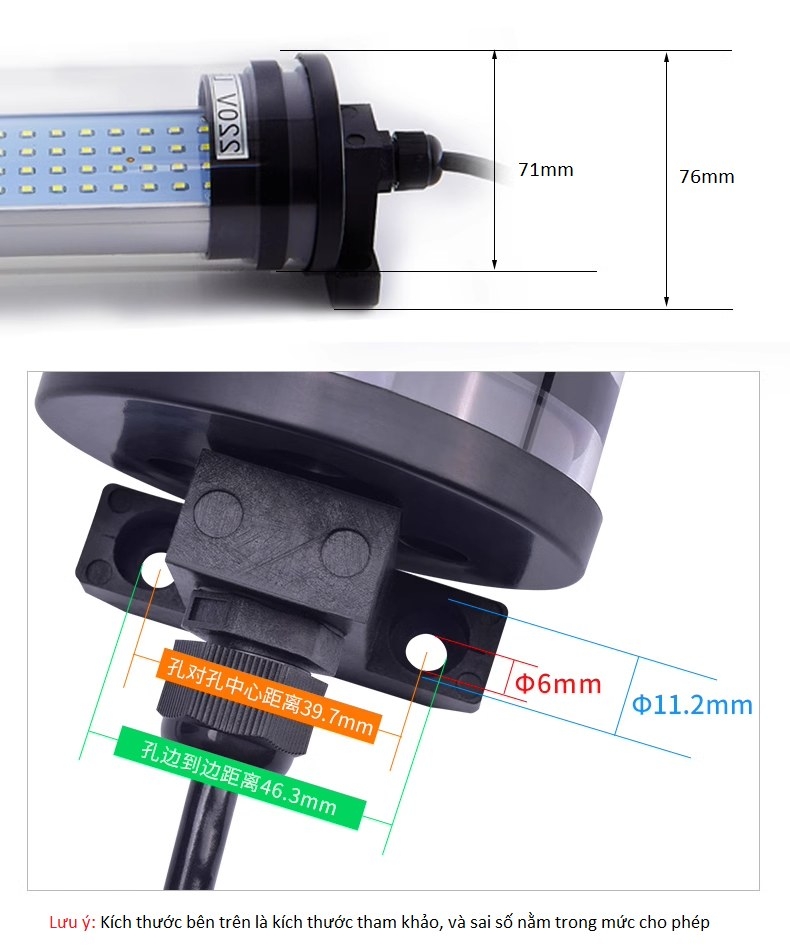 KÍCH THƯỚC ĐÈN LED CNC