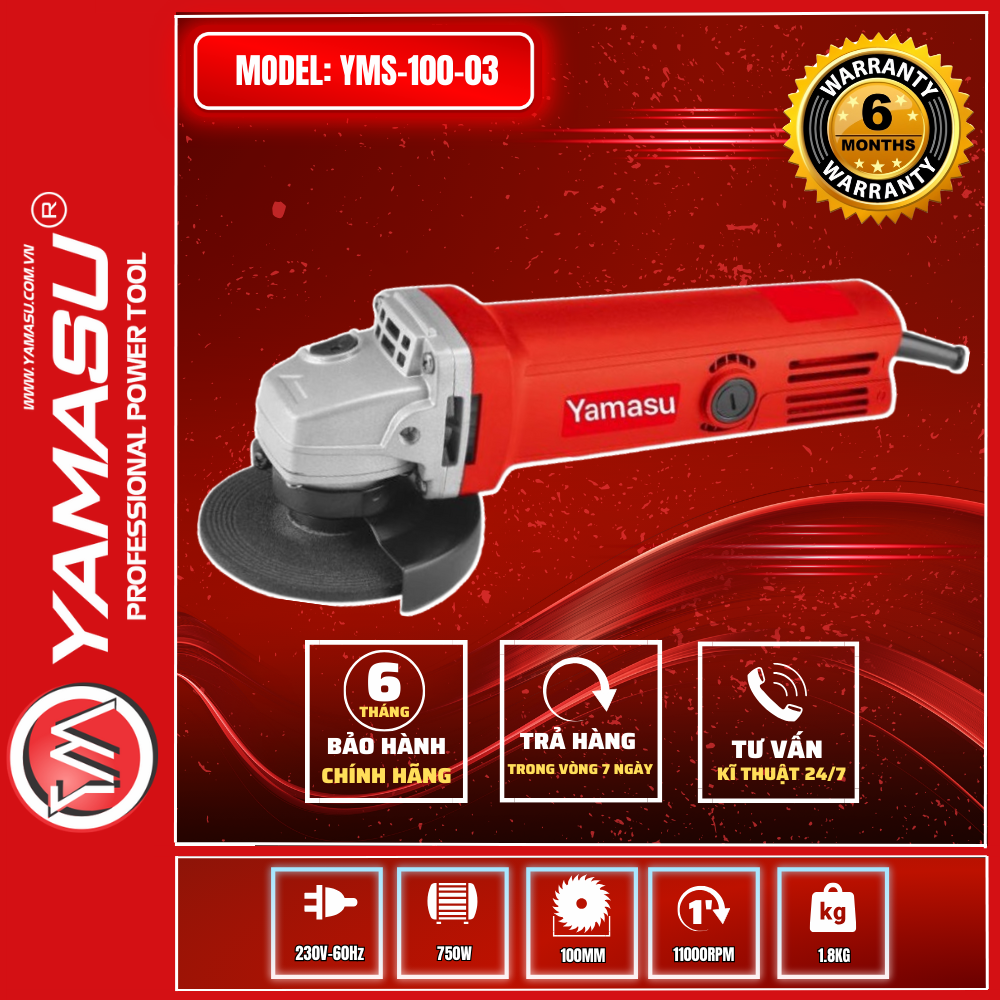 MÁY MÀI GÓC YAMASU YMS-100-03 CÔNG SUẤT LỚN 750W