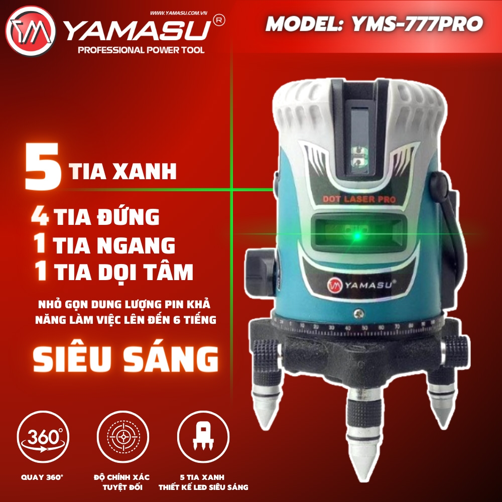 MÁY CÂN BẰNG LASER 5 TIA XANH YAMASU YMS-777 PRO BẢN CAO CẤP