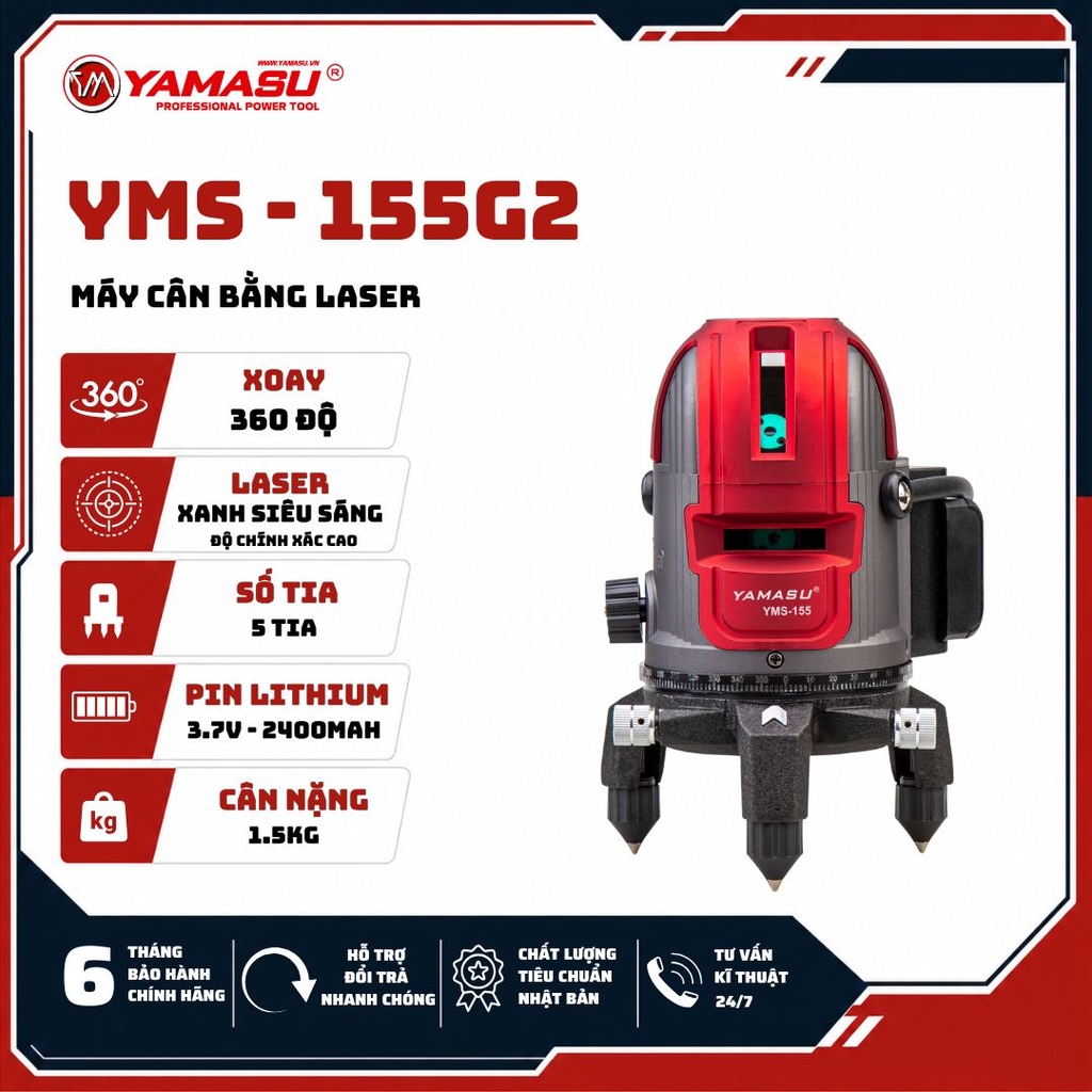 MÁY CÂN MỰC LASER YAMASU YMS-155G2 5 TIA XANH SIÊU SÁNG