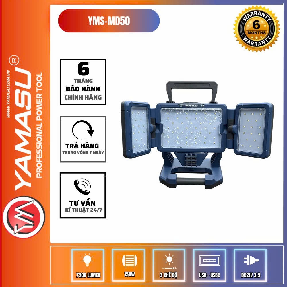 ĐÈN CHIẾU ÁNH SÁNG YAMASU YMS-MD50 PIN 21V