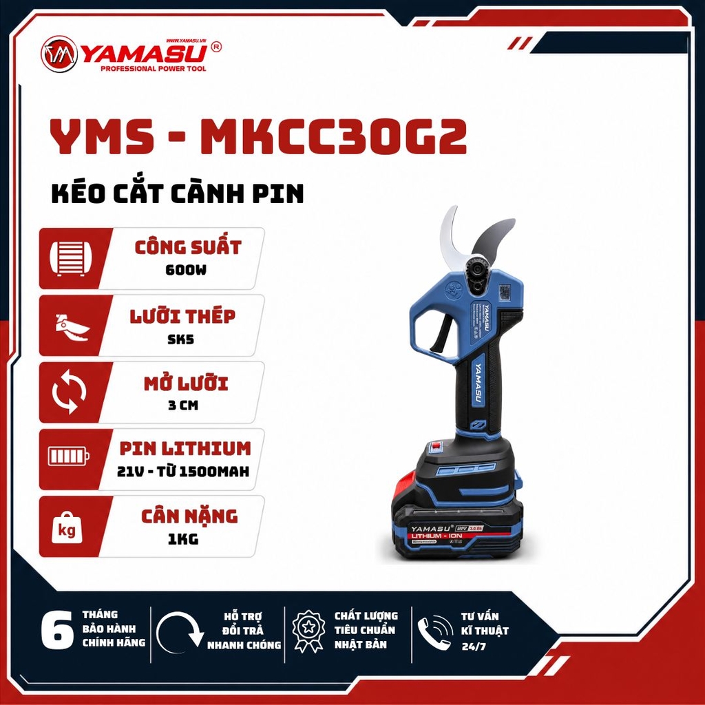 KÉO CẮT CÀNH PIN YAMASU YMS-MKCC30G2 PIN 21V