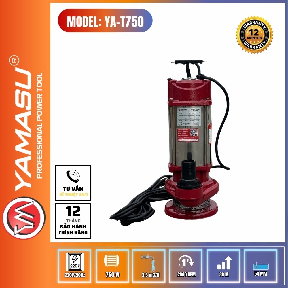MÁY BƠM NƯỚC THẢ CHÌM YAMASU YA-T750 (ĐẨY CAO)