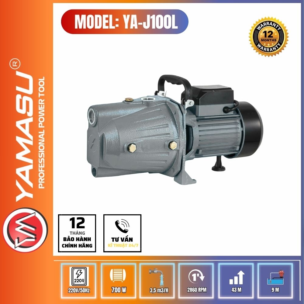 MÁY BƠM NƯỚC ĐẦU LỢN YAMASU YA-J100L (BƠM BÁN CHÂN KHÔNG)