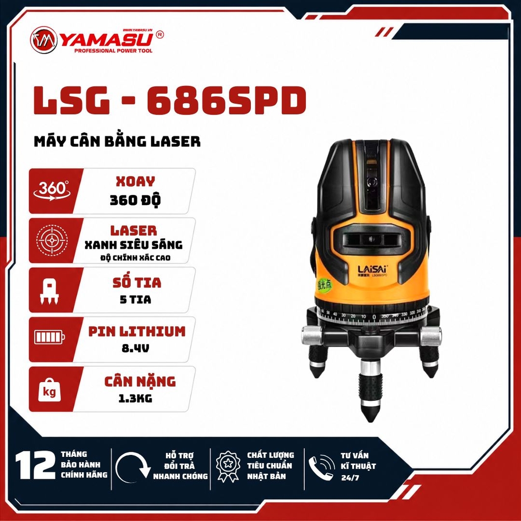 MÁY CÂN BẰNG LASER LAISAI LSG-686SPD CHÍNH HÃNG SIÊU SÁNG 5 TIA XANH