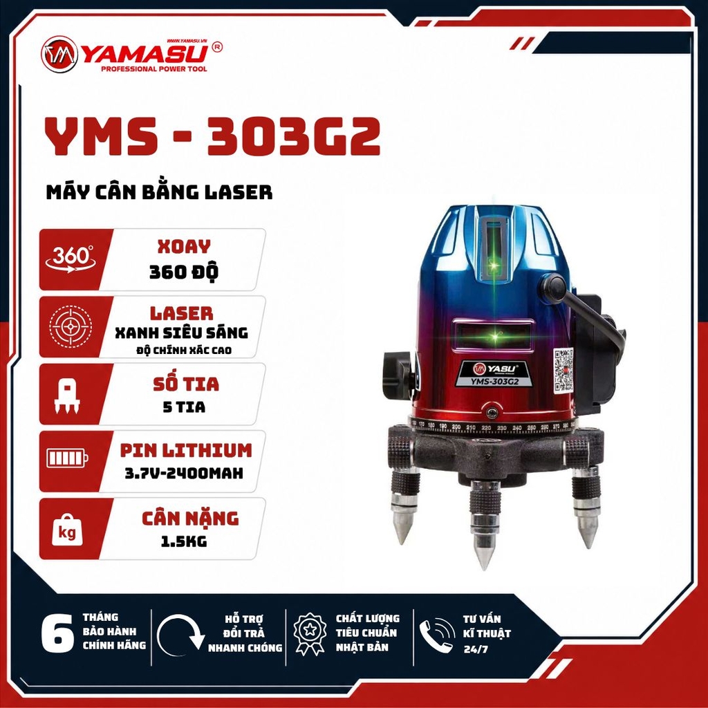 MÁY CÂN BẰNG LASER YASU YMS-303G2 5 TIA XANH