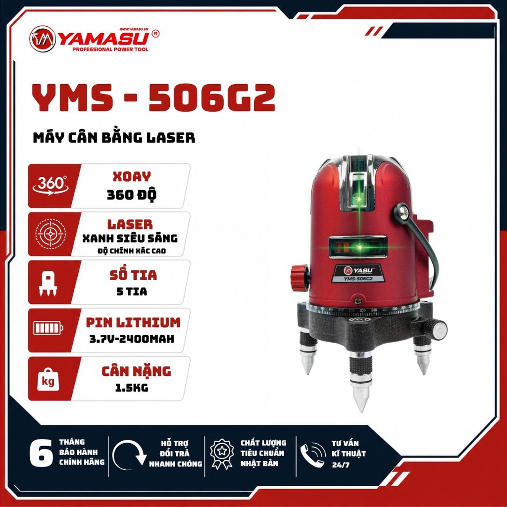 MÁY CÂN BẰNG LASER YAMASU YMS-506G2 5 TIA XANH CHÍNH HÃNG