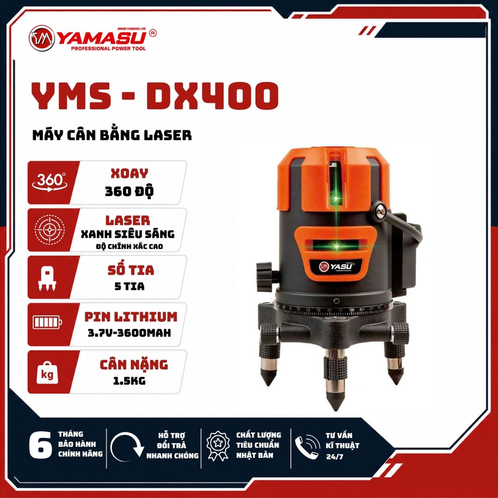 MÁY CÂN BẰNG LASER YMS-DX400 5 TIA XANH PHIÊN BẢN ĐẾ XOAY TỰ ĐỘNG