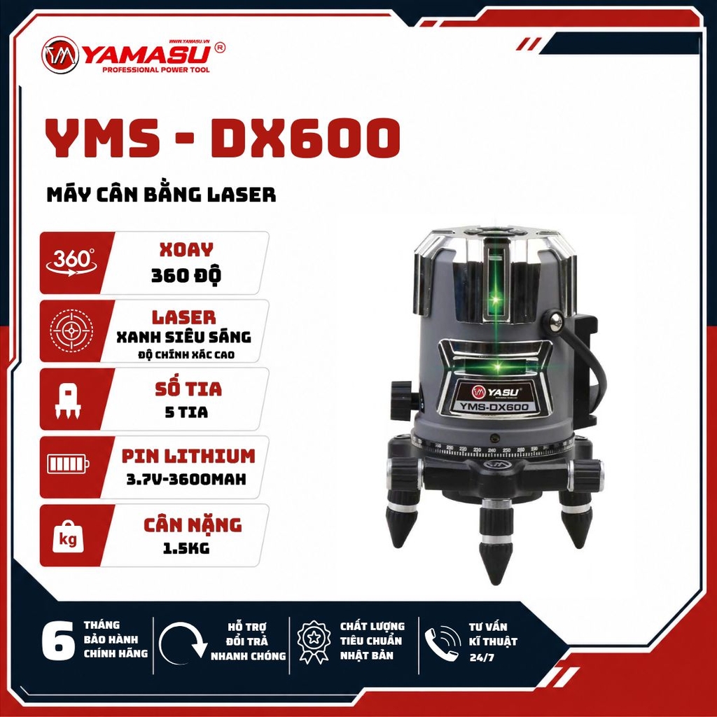 MÁY CÂN BẰNG LASER YMS-DX600 5 TIA XANH PHIÊN BẢN ĐẾ XOAY TỰ ĐỘNG