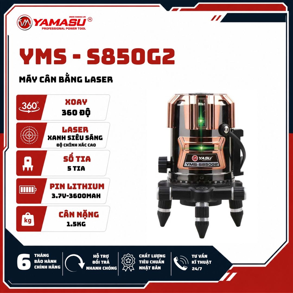 MÁY BẮN CỐT LASER YAMASU YMS-S850G2 5 TIA XANH SERIE S