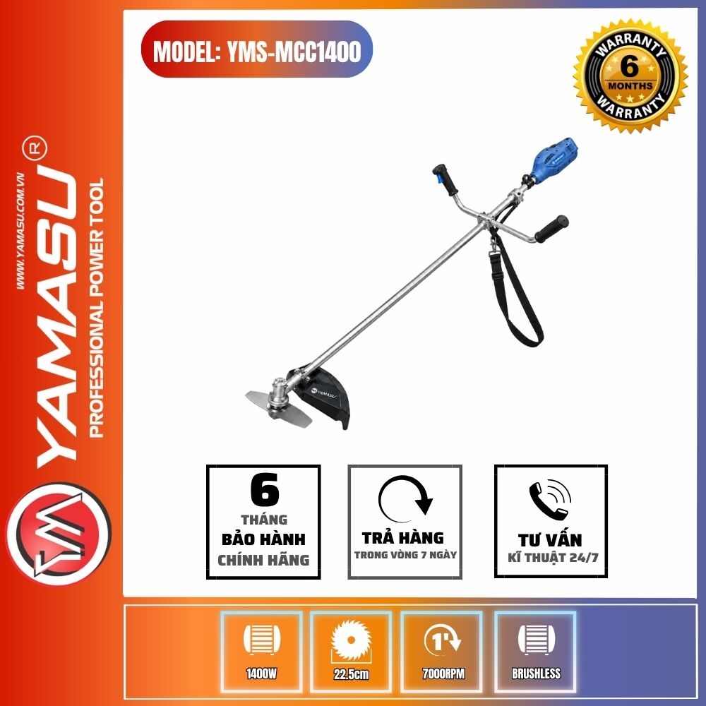 MÁY CẮT CỎ PIN YAMASU YMS-MCC1400 CÔNG SUẤT 1400W