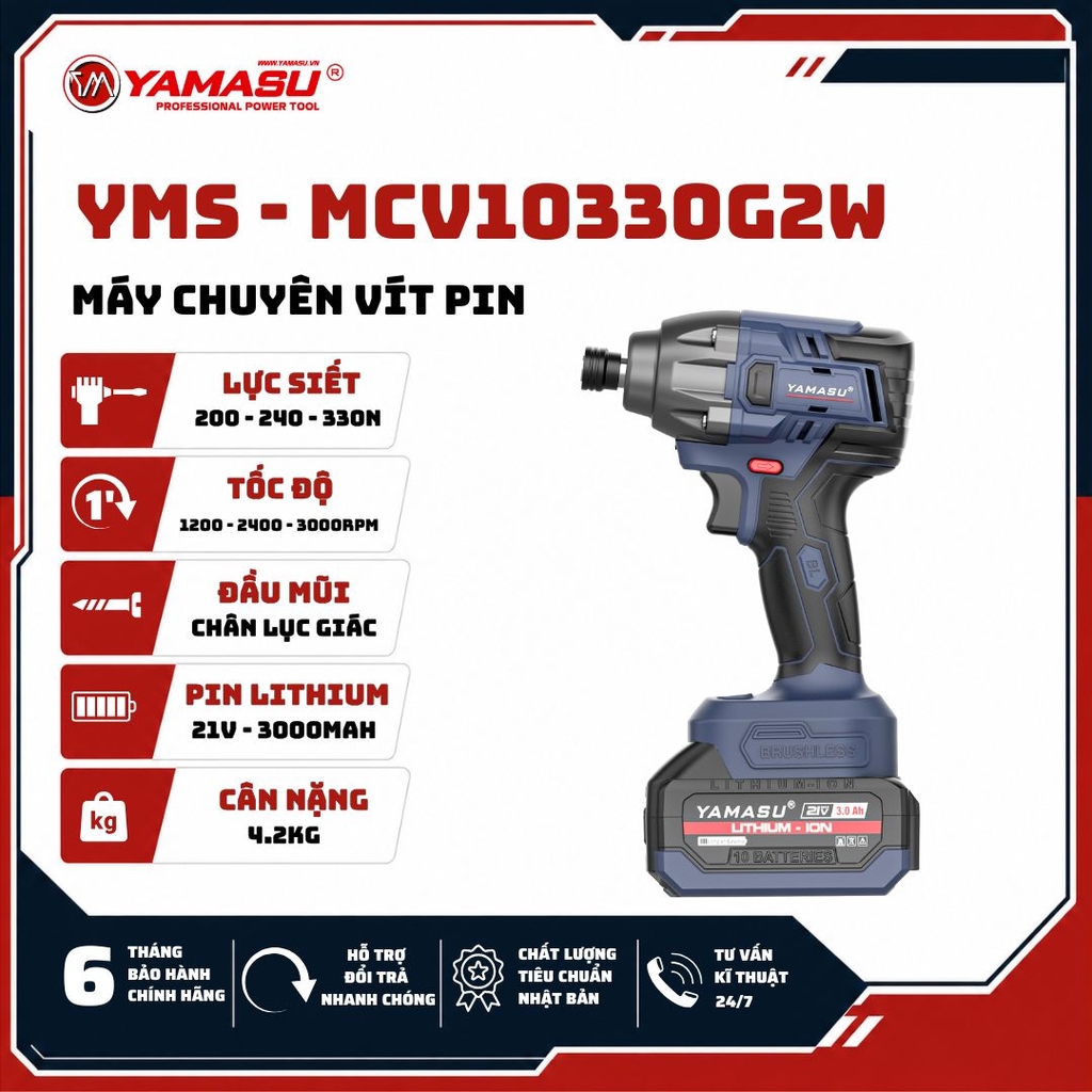 MÁY CHUYÊN VÍT YAMASU YMS-MCV10330G2 LỰC SIẾT 330N PIN 21V