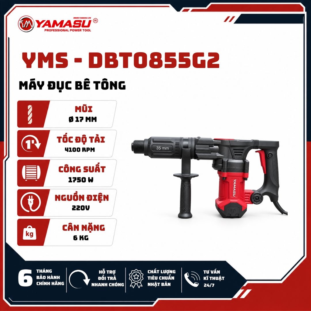 MÁY ĐỤC BÊ TÔNG YAMASU YMS-DBT0855G2 CÔNG SUẤT 1750W