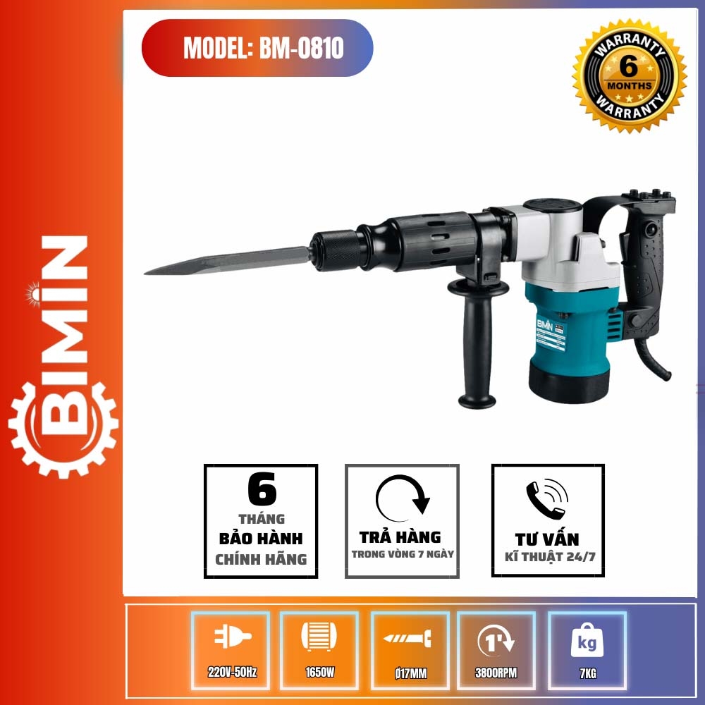 MÁY ĐỤC BÊ TÔNG  - NÒNG 30 mm BM-0810 ( đầu 4 ốc )