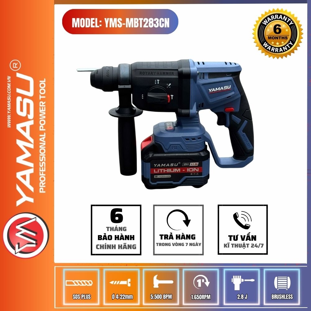 MÁY KHOAN BÊ TÔNG PIN YAMASU MBT283CN 3 CHỨC NĂNG PIN 21V