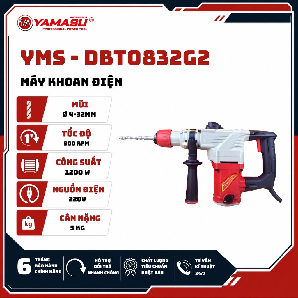 MÁY KHOAN ĐỤC BÊ TÔNG YAMASU YMS-DBT0832G2 CÔNG SUẤT 1200W