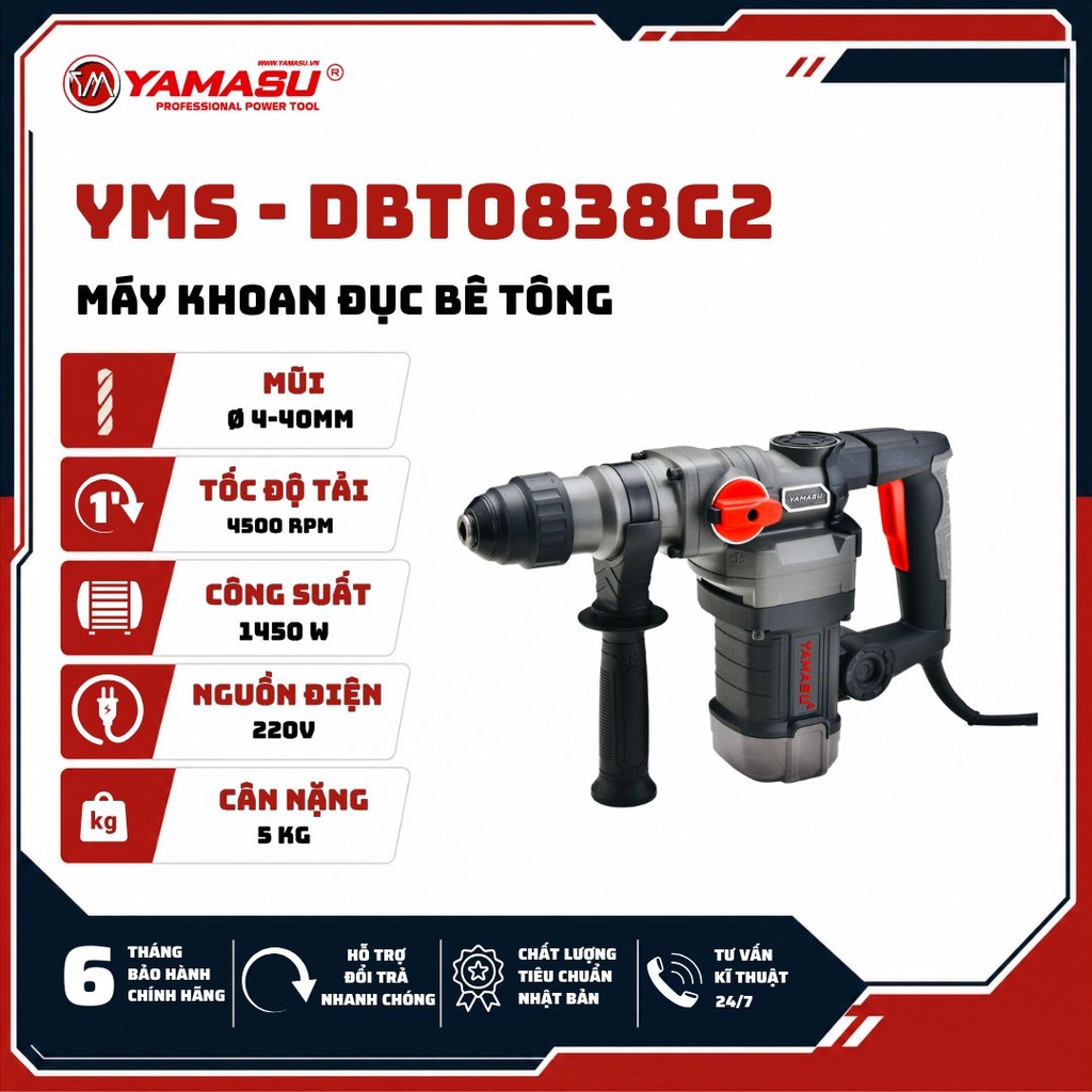 MÁY KHOAN BÊ TÔNG YAMASU YMS-DBT0838G2 CÔNG SUẤT 1450W