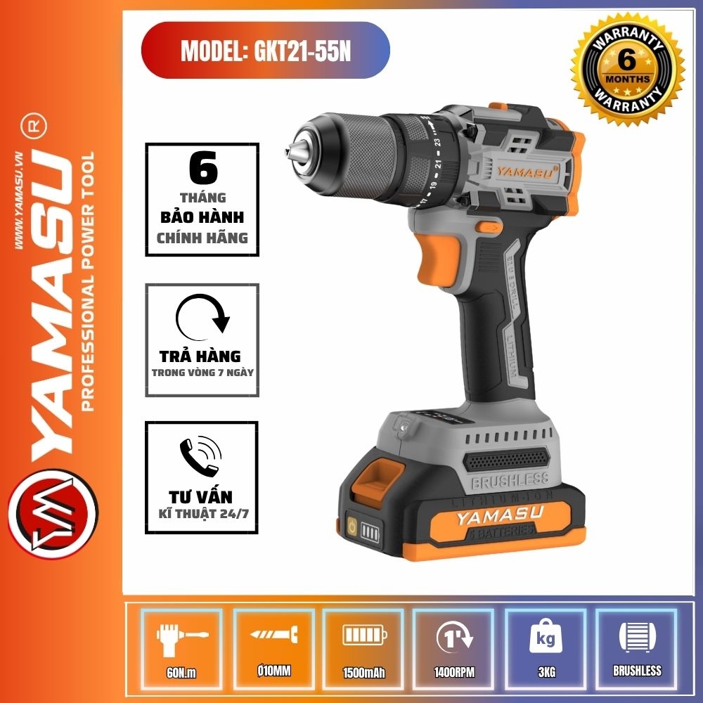 MÁY KHOAN PIN YAMASU LỰC SIẾT 55N GKT21-55N PIN 21V