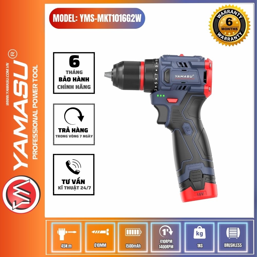 MÁY KHOAN VÍT PIN YAMASU 16V YMS-MKP1016G2W