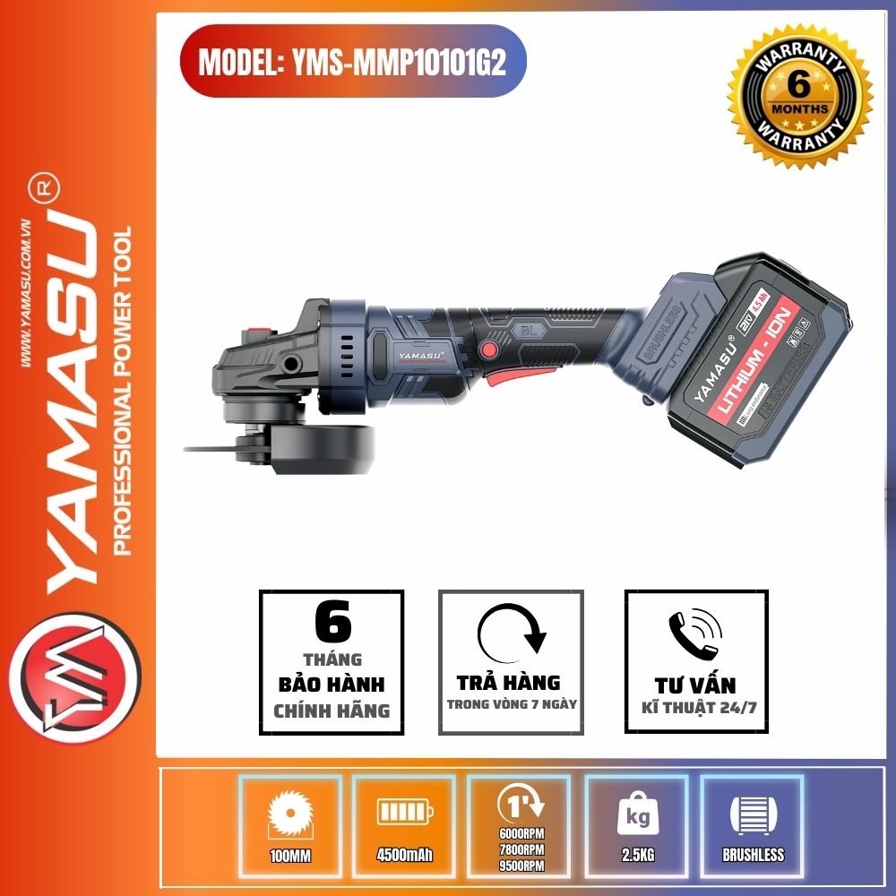 MÁY CẮT MÀI YAMASU YMS-MMP10101G2 DÙNG PIN 21V (CÔNG TẮC BÓP)
