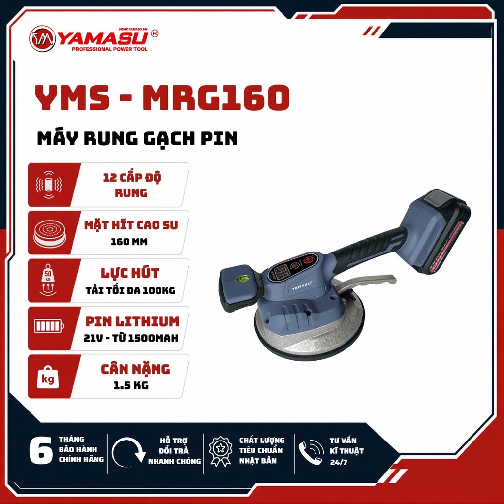 MÁY HÍT - RUNG GẠCH YMS-MRG160 ĐỘNG LỰC PIN 21V