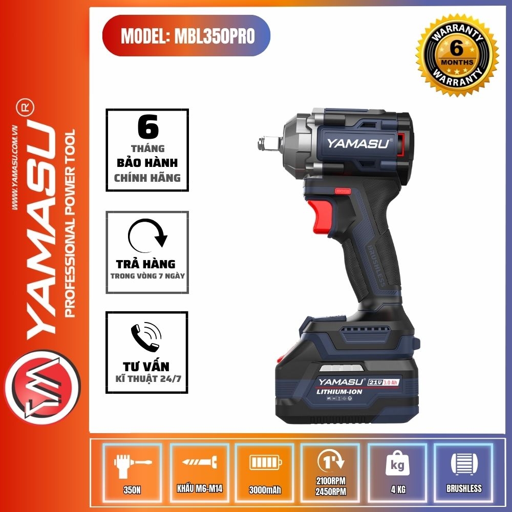 MÁY SIẾT BU-LONG PIN YAMASU MBL350PRO PIN 21V