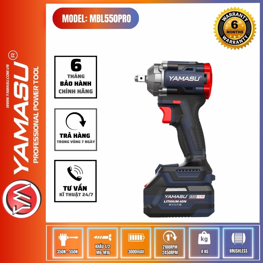 MÁY SIẾT BU-LONG PIN YAMASU MBL550PRO PIN 21V