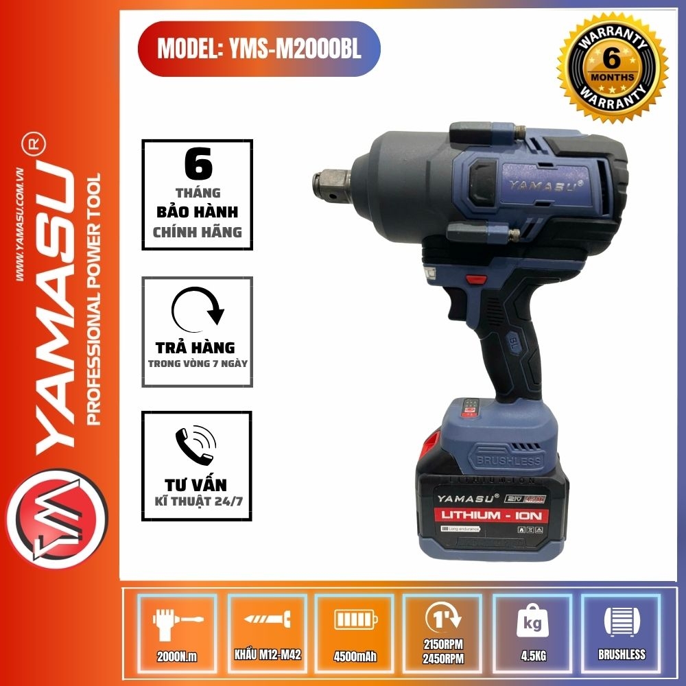 MÁY SIẾT BU-LONG PIN YMS-M2000BL LỰC SIẾT 2000N