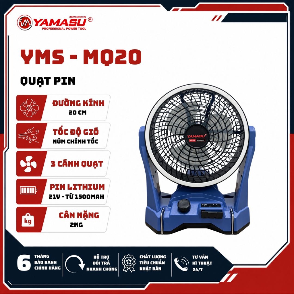QUẠT DÙNG PIN, ĐIỆN YAMASU YMS-MQ20