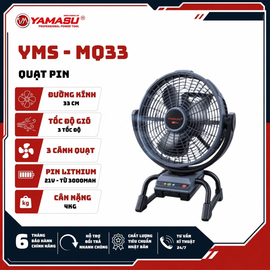 QUẠT DÙNG PIN, ĐIỆN YAMASU YMS-MQ33