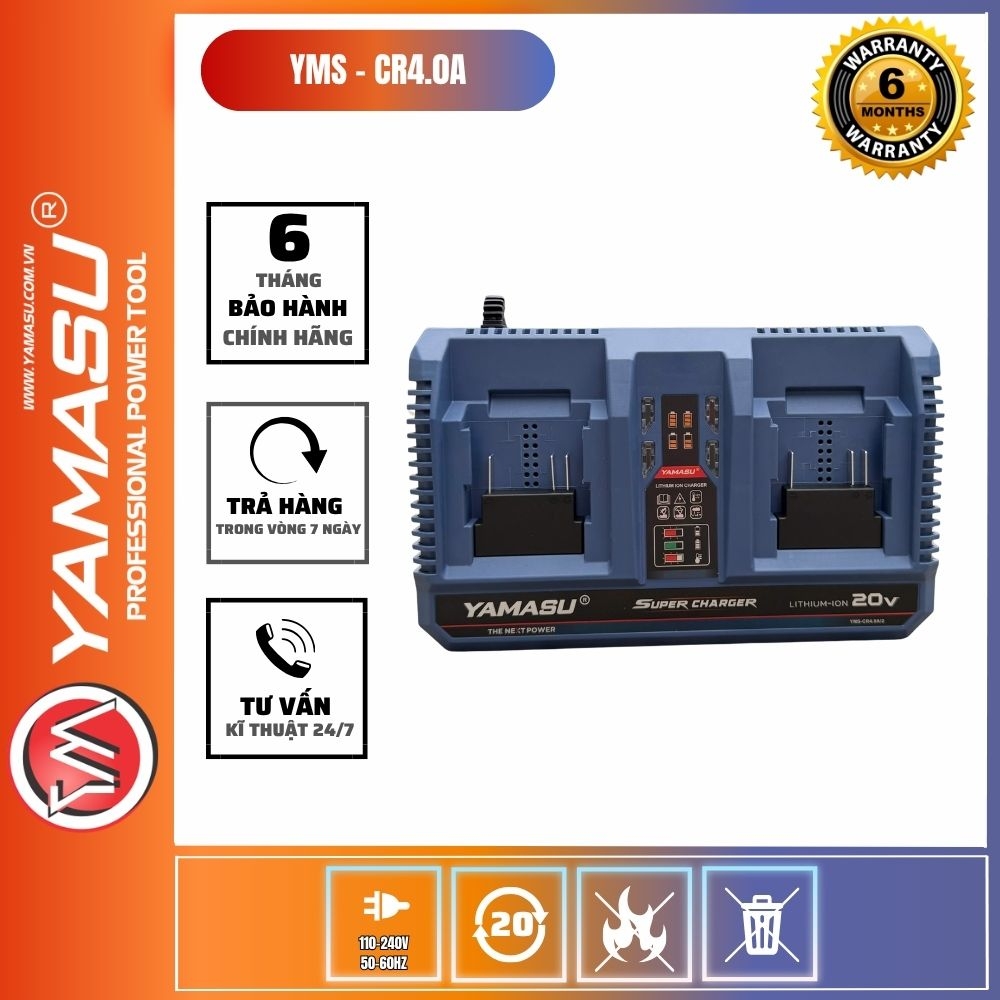 SẠC ĐÔI 21V - 4.0A YAMASU YMS-CR4.0A/2 CÓ TẢN NHIỆT (SẠC NHANH) 