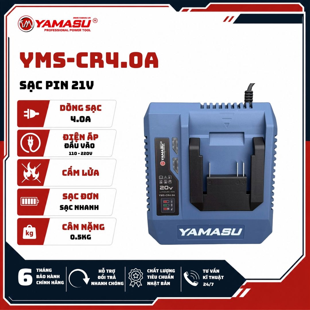 SẠC ĐƠN 21V - 4.0A YAMASU YMS-CR4.0A CÓ TẢN NHIỆT (SẠC NHANH)