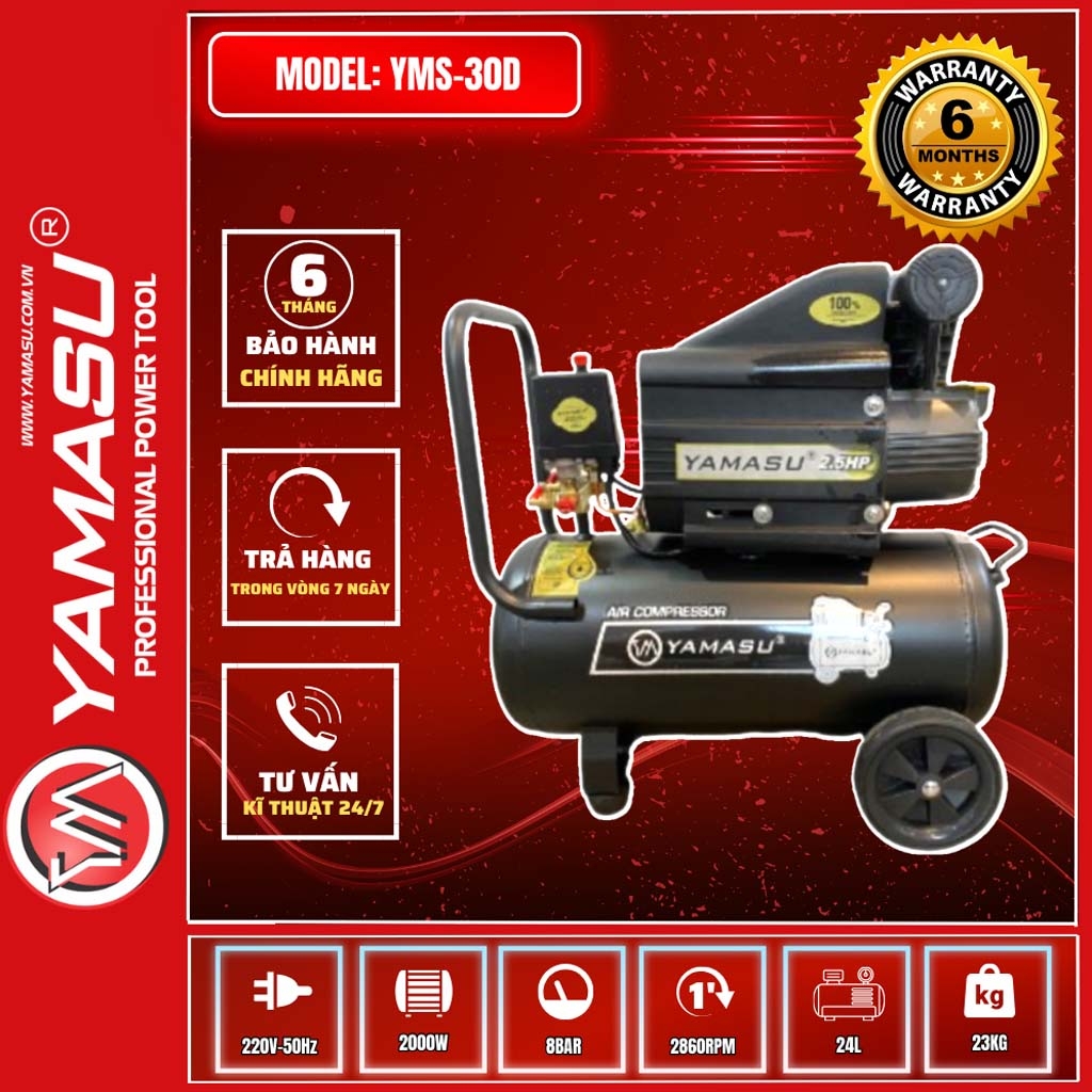 MÁY NÉN KHÍ DẦU  YAMASU  2000 W - 2.5HP Mã sp :YMS 30D