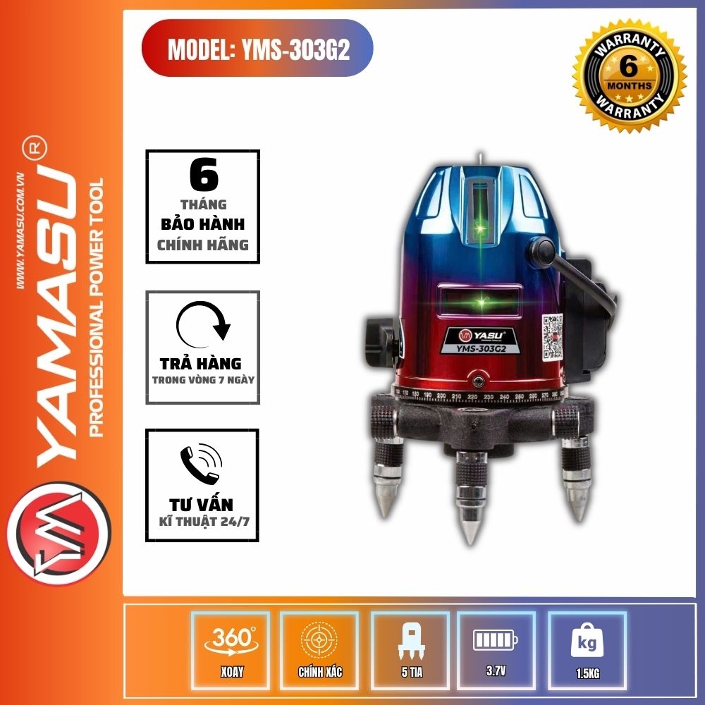 MÁY CÂN BẰNG LASER YASU YMS-303G2 5 TIA XANH