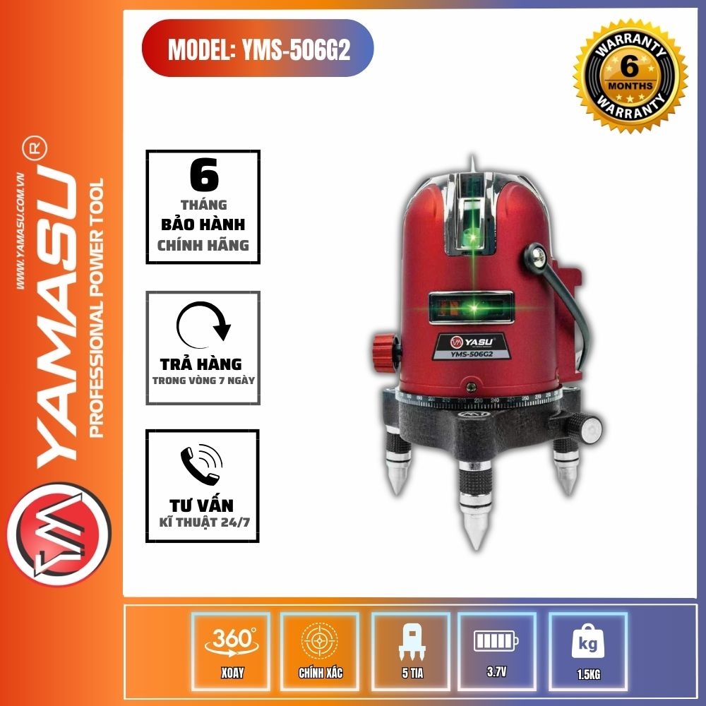 MÁY CÂN BẰNG LASER YAMASU YMS-506G2 5 TIA XANH CHÍNH HÃNG