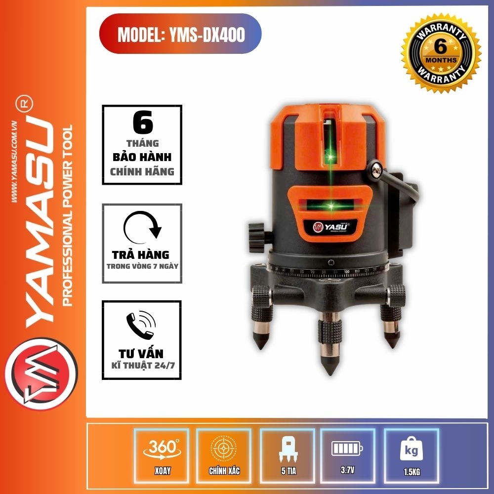 MÁY CÂN BẰNG LASER YMS-DX400 5 TIA XANH PHIÊN BẢN ĐẾ XOAY TỰ ĐỘNG