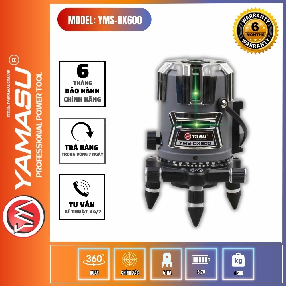 MÁY CÂN BẰNG LASER YMS-DX600 5 TIA XANH PHIÊN BẢN ĐẾ XOAY TỰ ĐỘNG