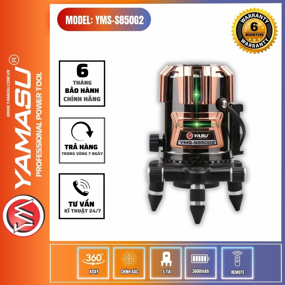 MÁY BẮN CỐT LASER YAMASU YMS-S850G2 5 TIA XANH SERIE S